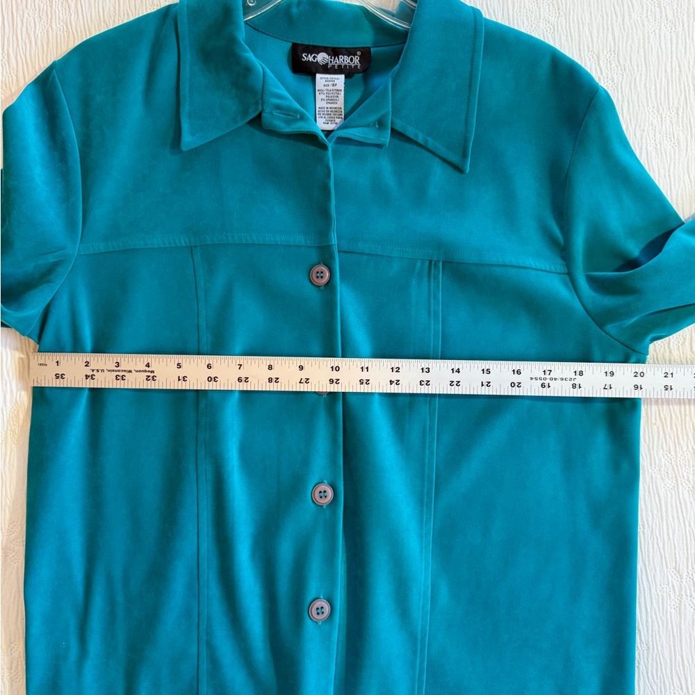 Sag Harbor Suede Jacket Turquoise Size 16p - image 6